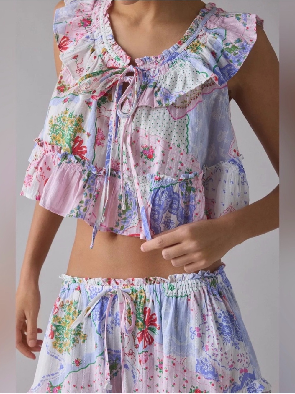 Urban Outfitters Out From Under Love Letters Ruffle PJ Set - size medium